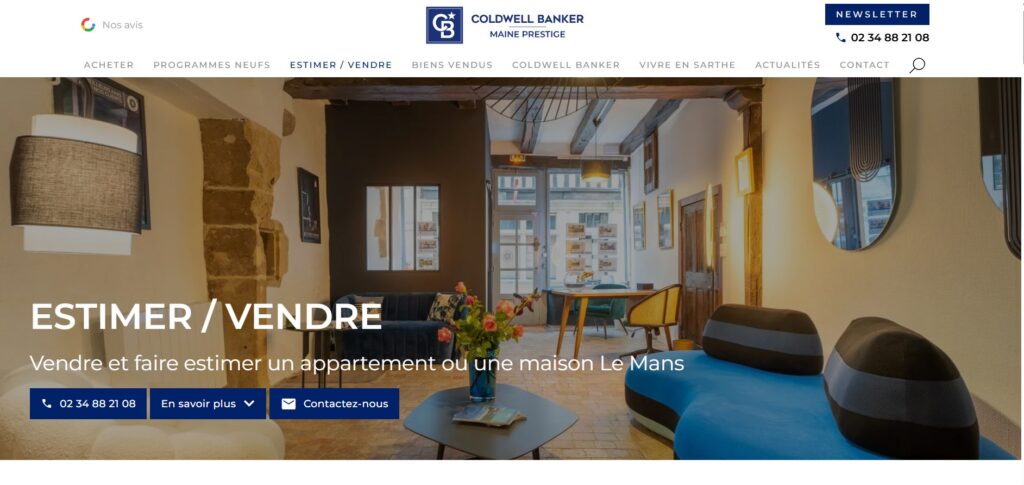 Site internet Coldwell Banker Maine Prestige - actualités immobilières Le Mans