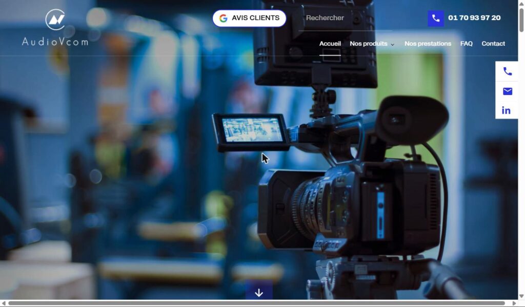 Capture d'écran du site internet Audio V Com, exemple concret de cette étude de cas SEO