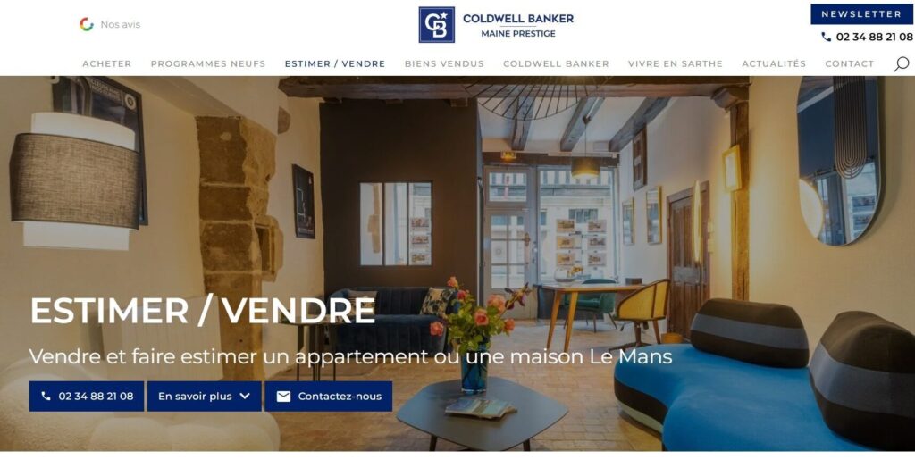 Site internet Coldwell Banker Maine Prestige - achat et vente immobilière en Sarthe