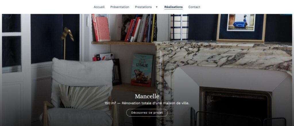 Page Réalisations du site WordPress de Julie Laurec, architecte d'intérieur au Mans – projet Mancelle